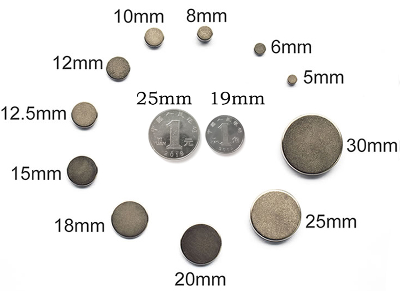Circular disc neodymium magnet diameter size reference