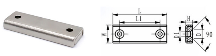 Rectangular pot magnet specification diagram