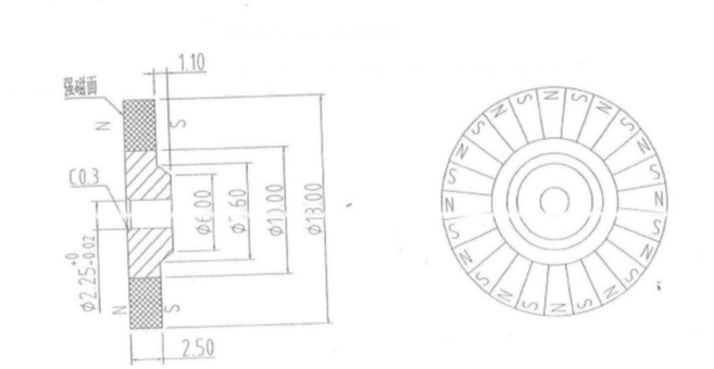 Drawing of multipole ring magnet of sweeper;