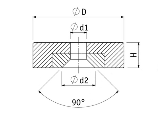 Drawing of flat magnet with screw hole