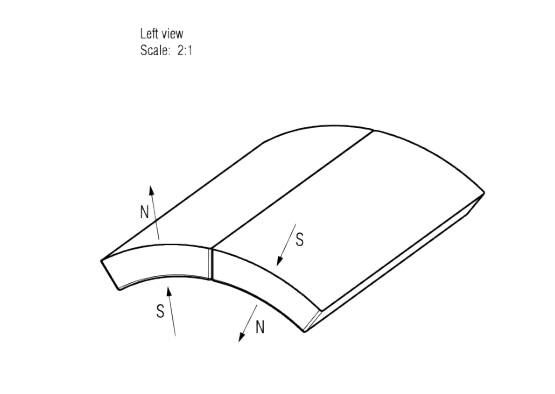 2 pole arc ceramic magnets on one side