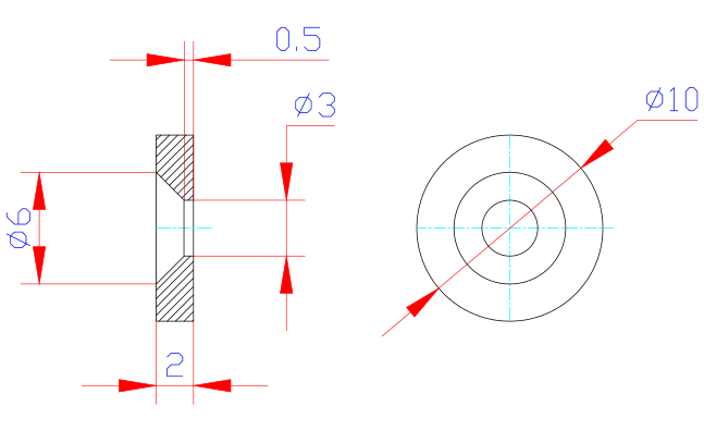 Typical drawings of circular countersunk magnets