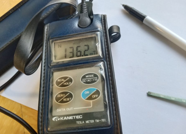 Gaussian measurement for 0.5mm thick magnets