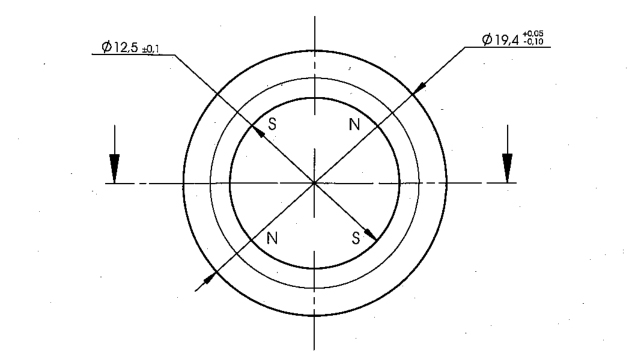 Gas meter ring magnet 4 poles drawing