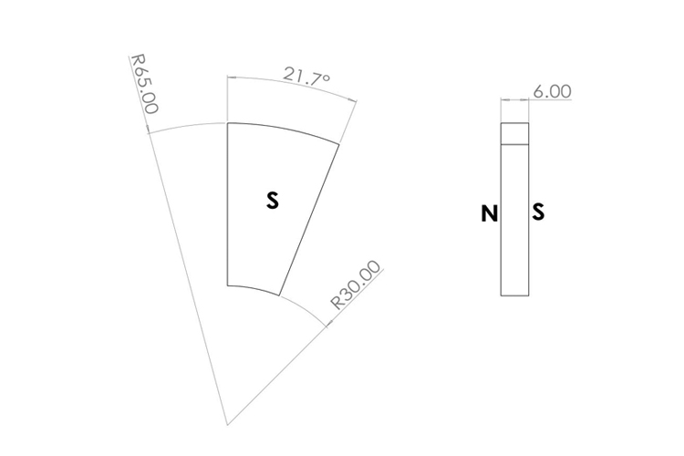 Neodymium Segmented Magnet Drawing Reference