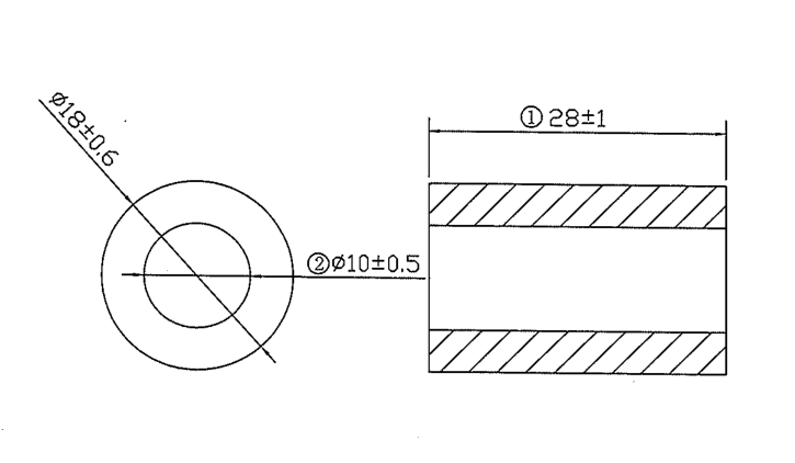 18x10x28mm Nickel Zinc Ferrite Drawing