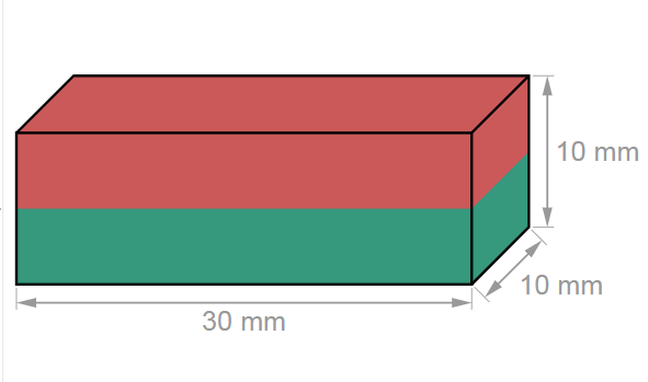 30 x 10 x 10 mm neodymium block magnet magnetization schematic diagram