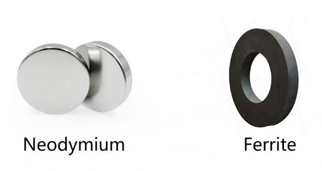 Ndfeb and ferrite magnet appearance comparison