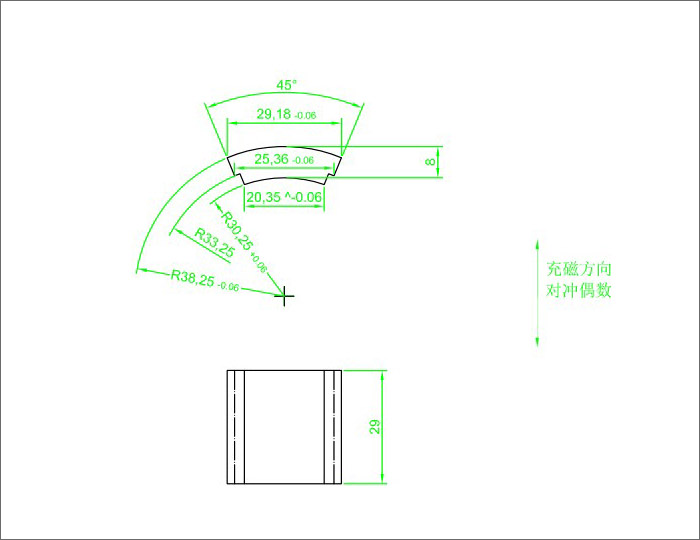 Schematic of Custom-Shaped Special Segmented Arc-Shaped Magnets
